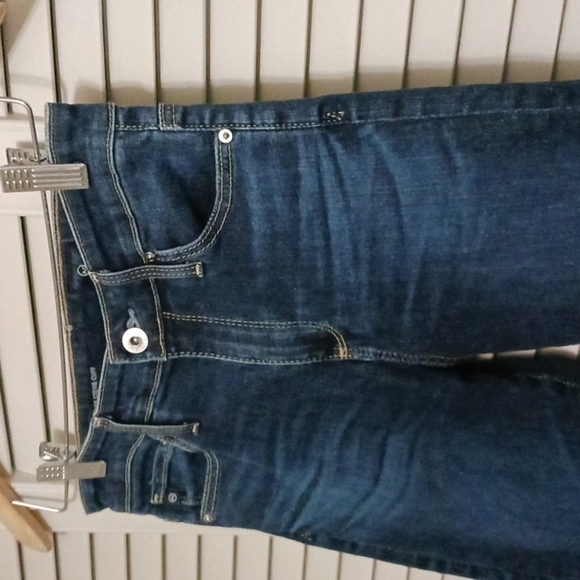 AG Adriano Goldschmied High Rise Stevie Cuff Slim Straight Blue Jeans, Size 25 - Picture 3 of 12